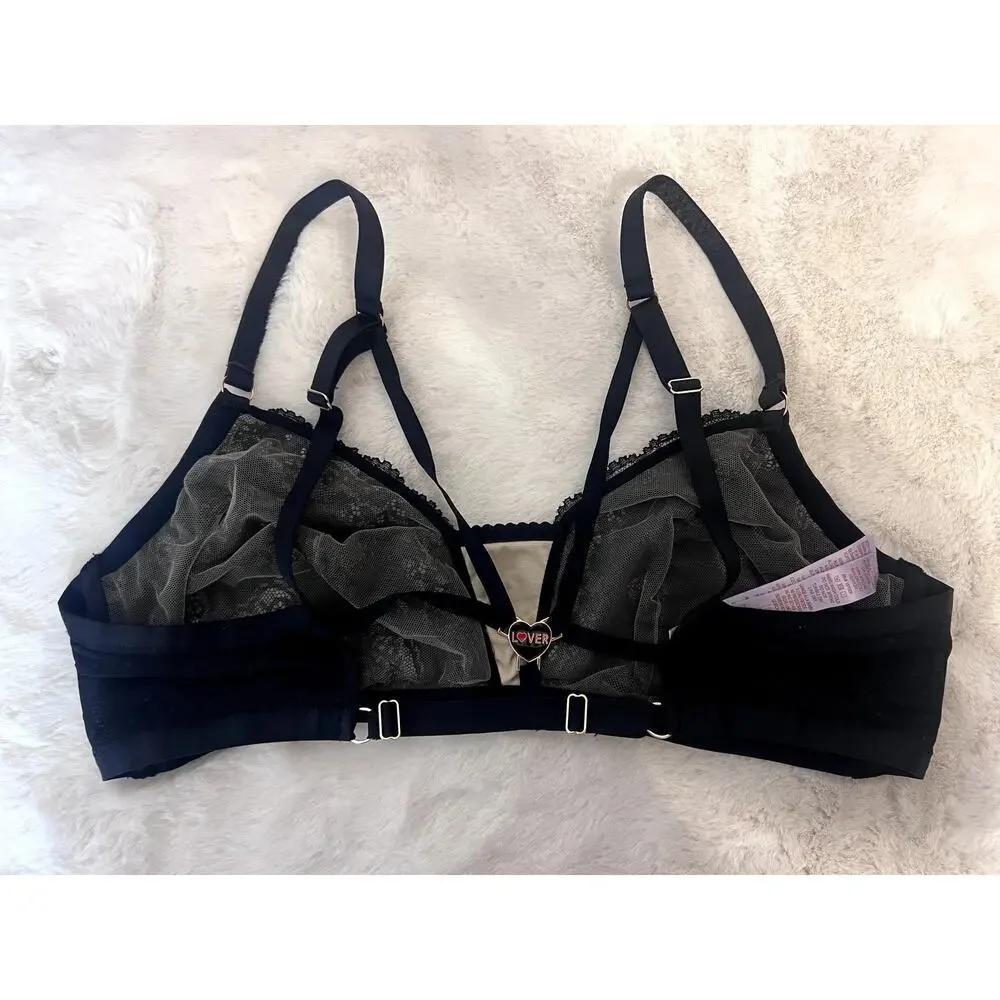 Savage X Fenty Sheer Bralette Black Heart Back Design 1X